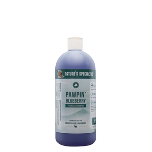 128 oz bottle of Nature's Specialties Pawpin' Blueberry Tearless face & body pet shampoo.